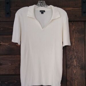 Men's A&D Cream Ribbed Polo Shirt